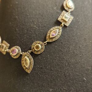 .925 silver antique choker multi gem